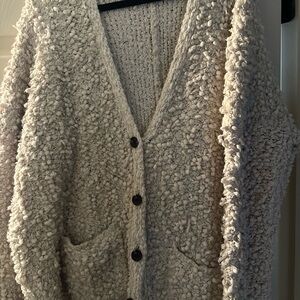 Line & Dot Textured Cream Cardigan